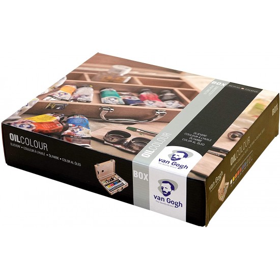 VAN GOGH Oil Colour Wooden Box Set Basic with 10 Colours in 40ml Tube + Accessories